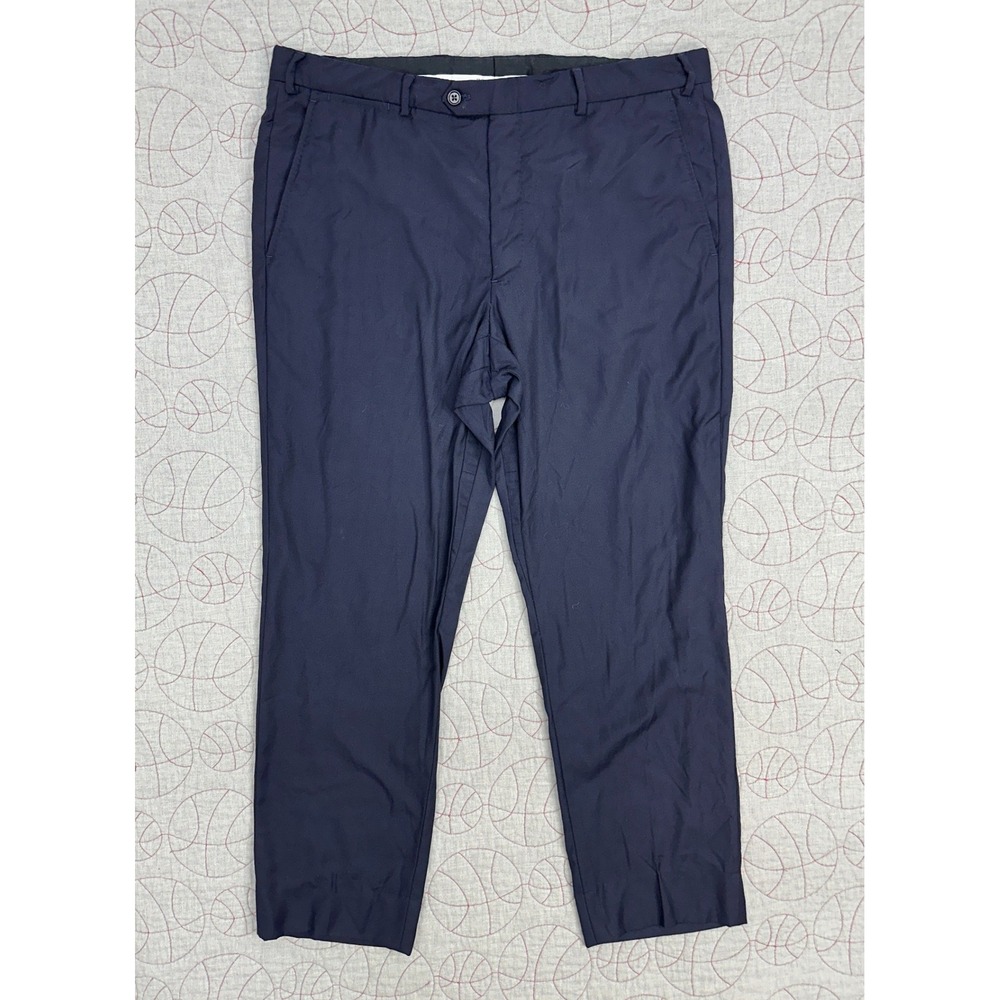 Emporio Armani Dress Pants Navy Blue‎ Virgin Wool Flat Front / Mens 34x29